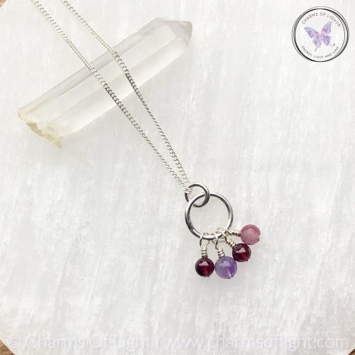 Family Birthstone Charm Necklace